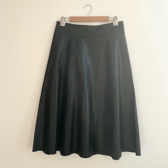 SEED HERITAGE: black leather midi skirt in size 10. - Picture 2 of 6
